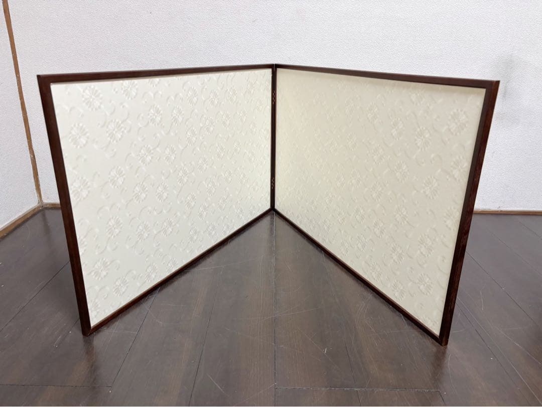 ほぼ未使用 茶道具 女桑 無地 風炉先屏風 両面使い 炉風炉兼用 二つ折り 紙箱